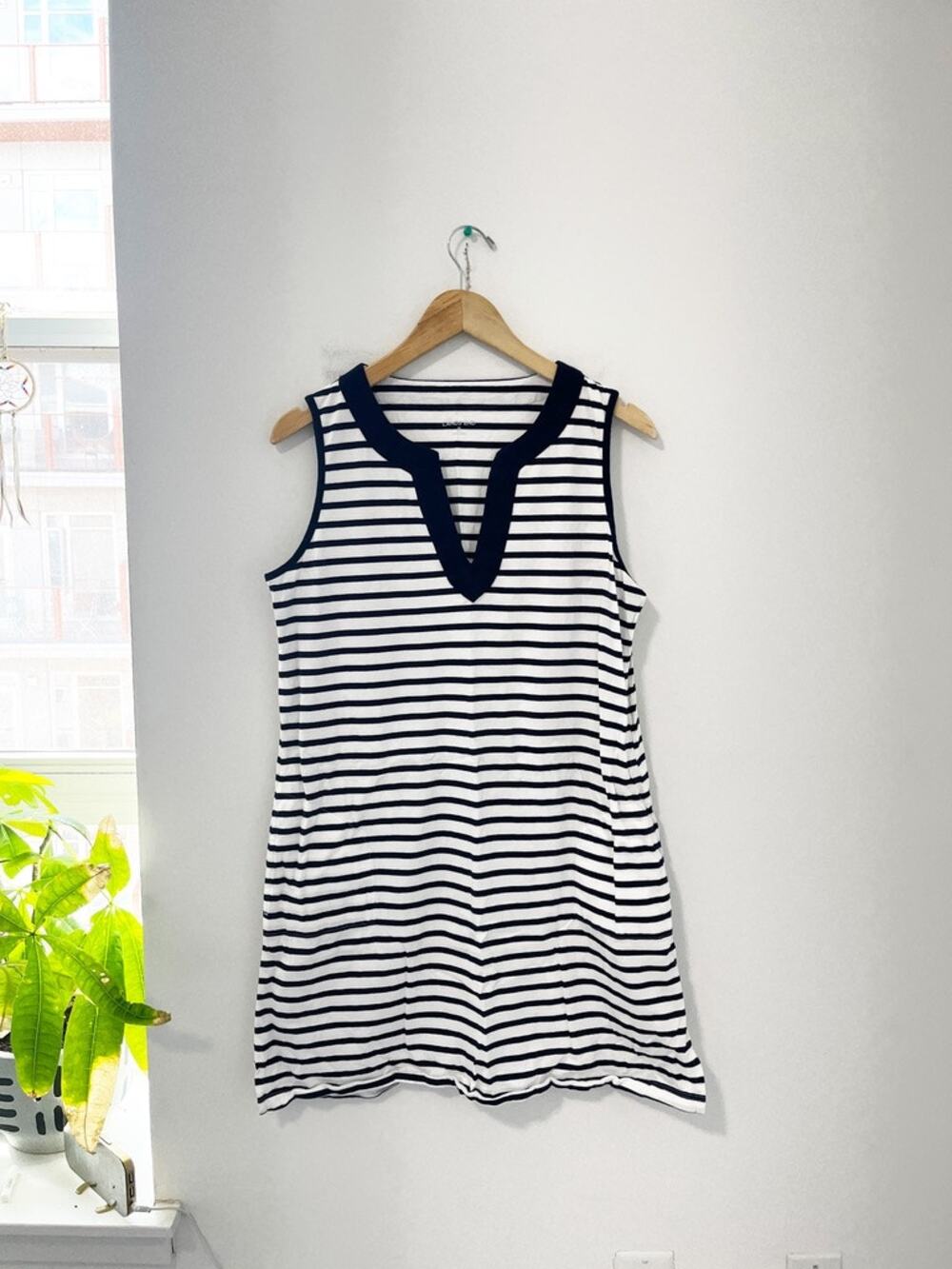 Lands' End Blue & White Stripe Mini Dress Size Medium